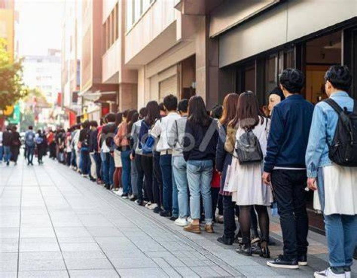 大阪の人気カフェに並ぶお客さんのイメージ